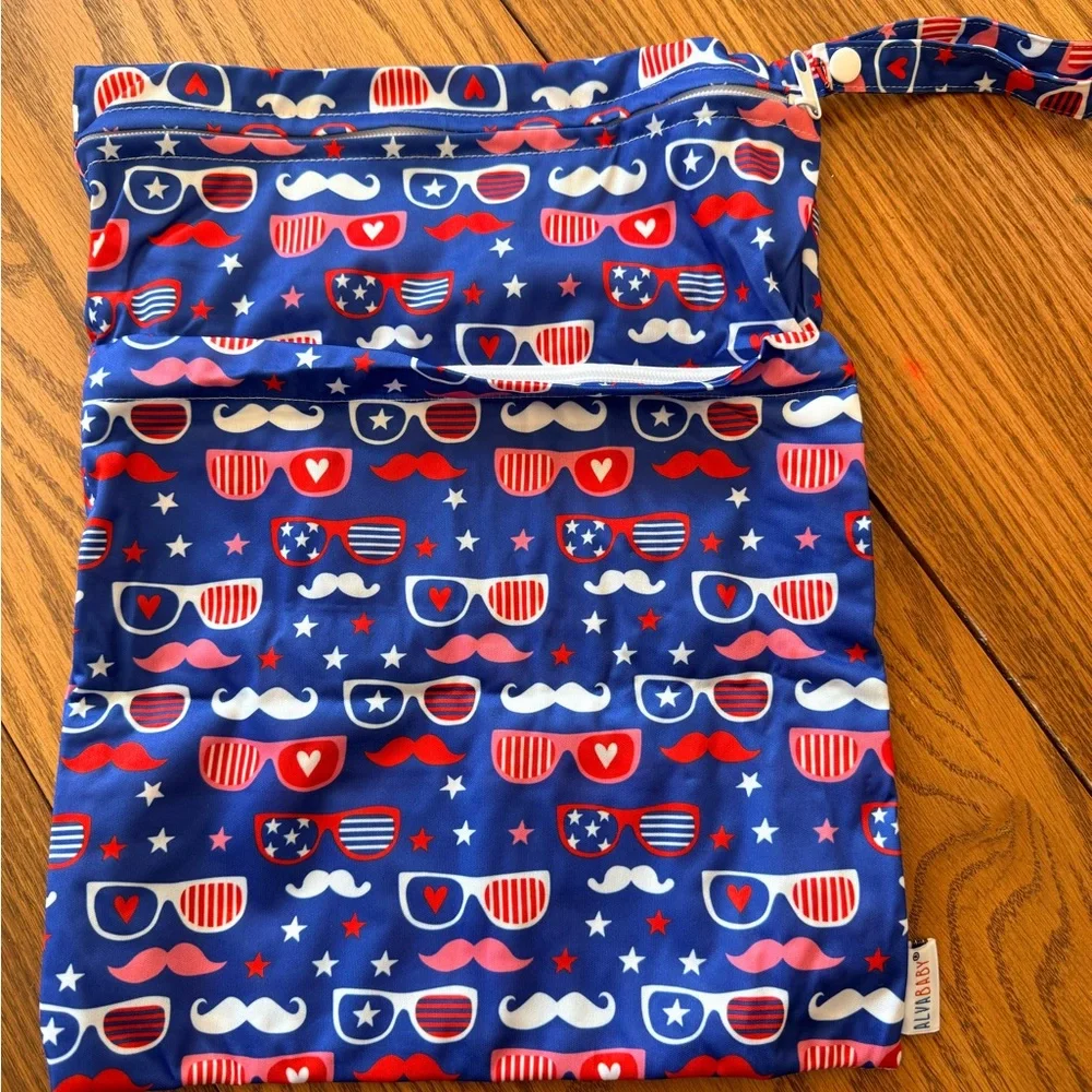 Alva Baby set of 3 Patriotic One size reusable Swim Diapers with Bag